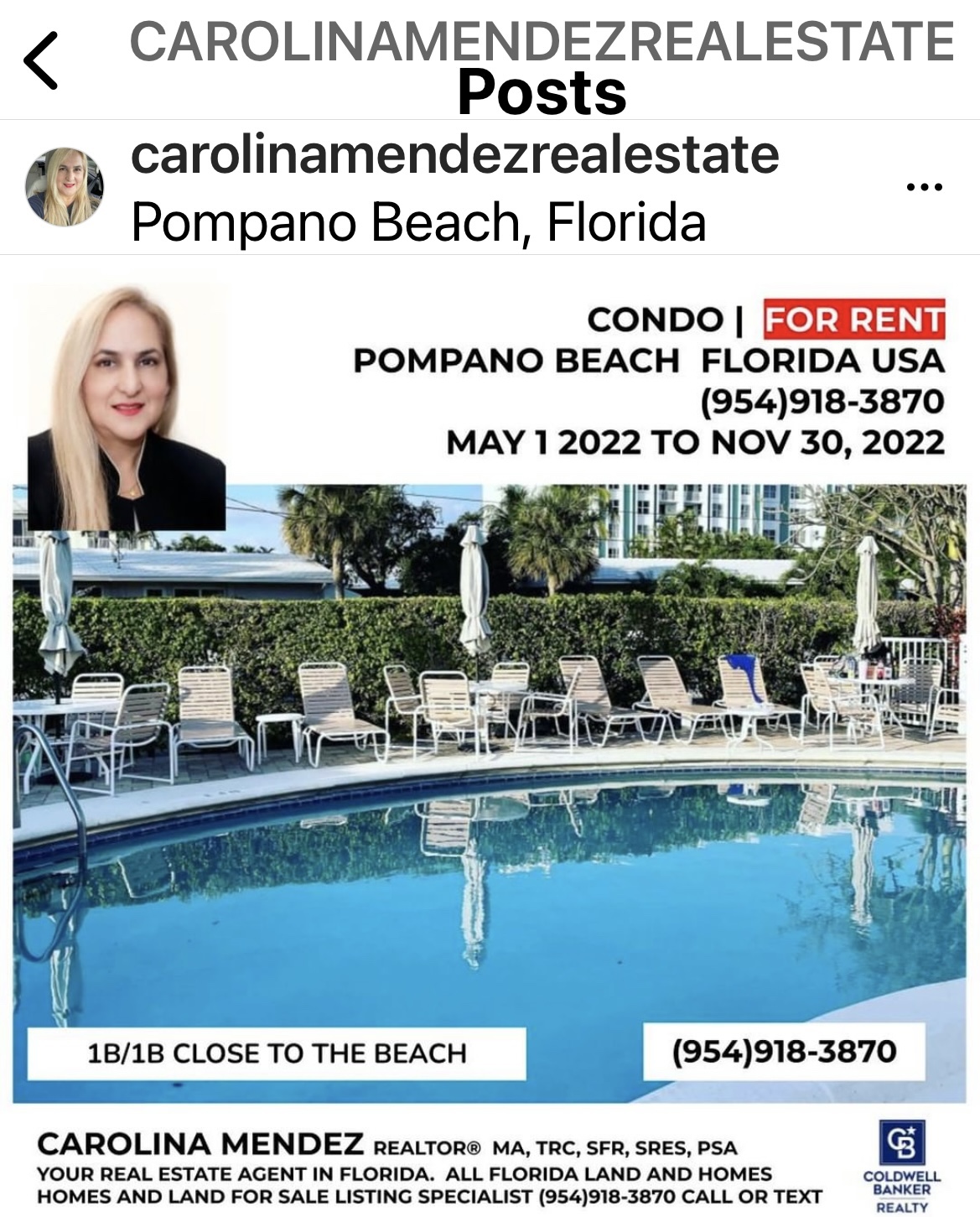 Pompano Beach Condo for Rent from May to November 2022